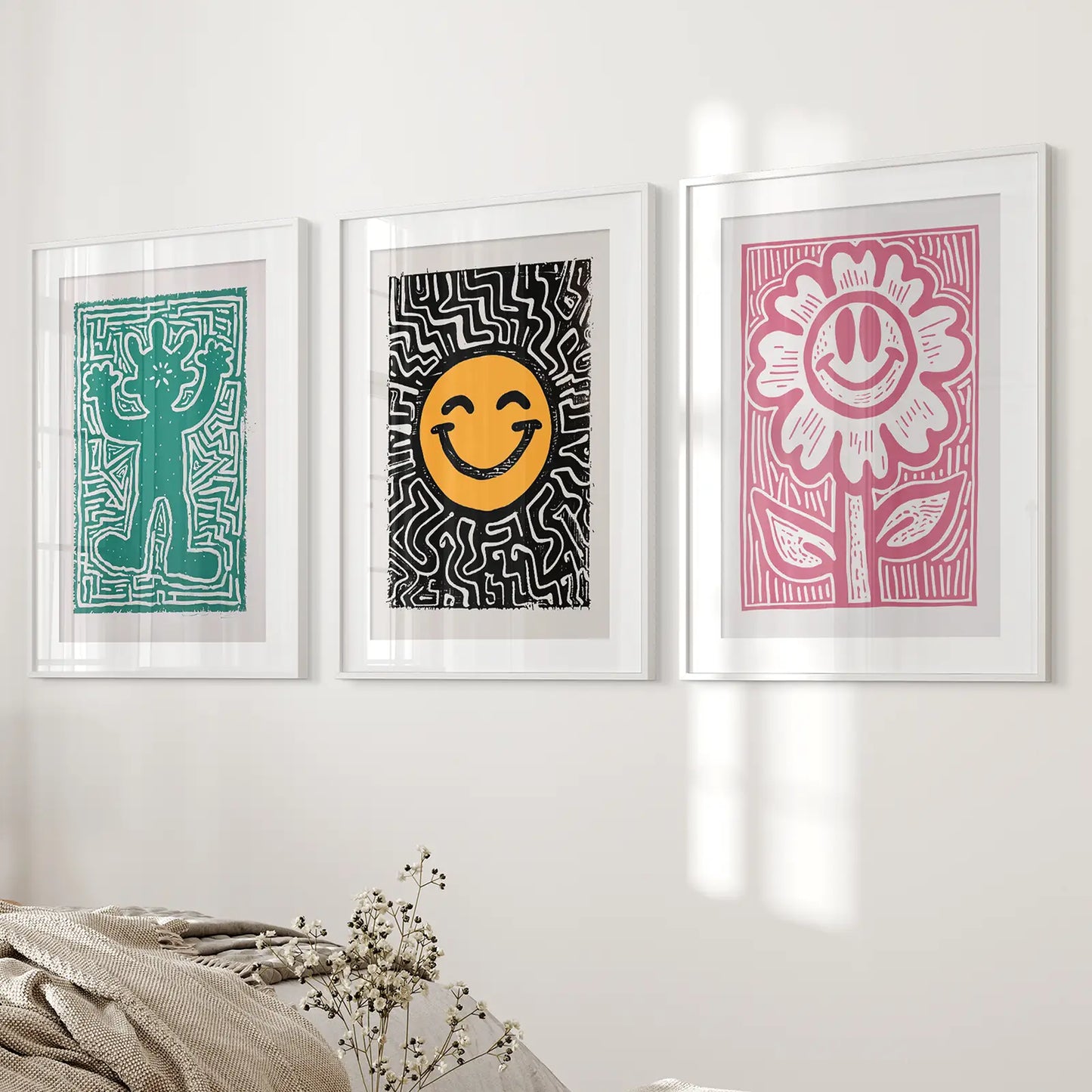 Funky Groovy Wall Art Set of 3 Retro Prints