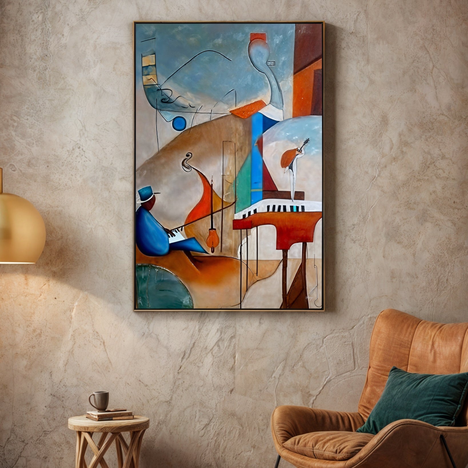 Melodic Abstraction music abstract canvas wall art with harmonious colors and shapes