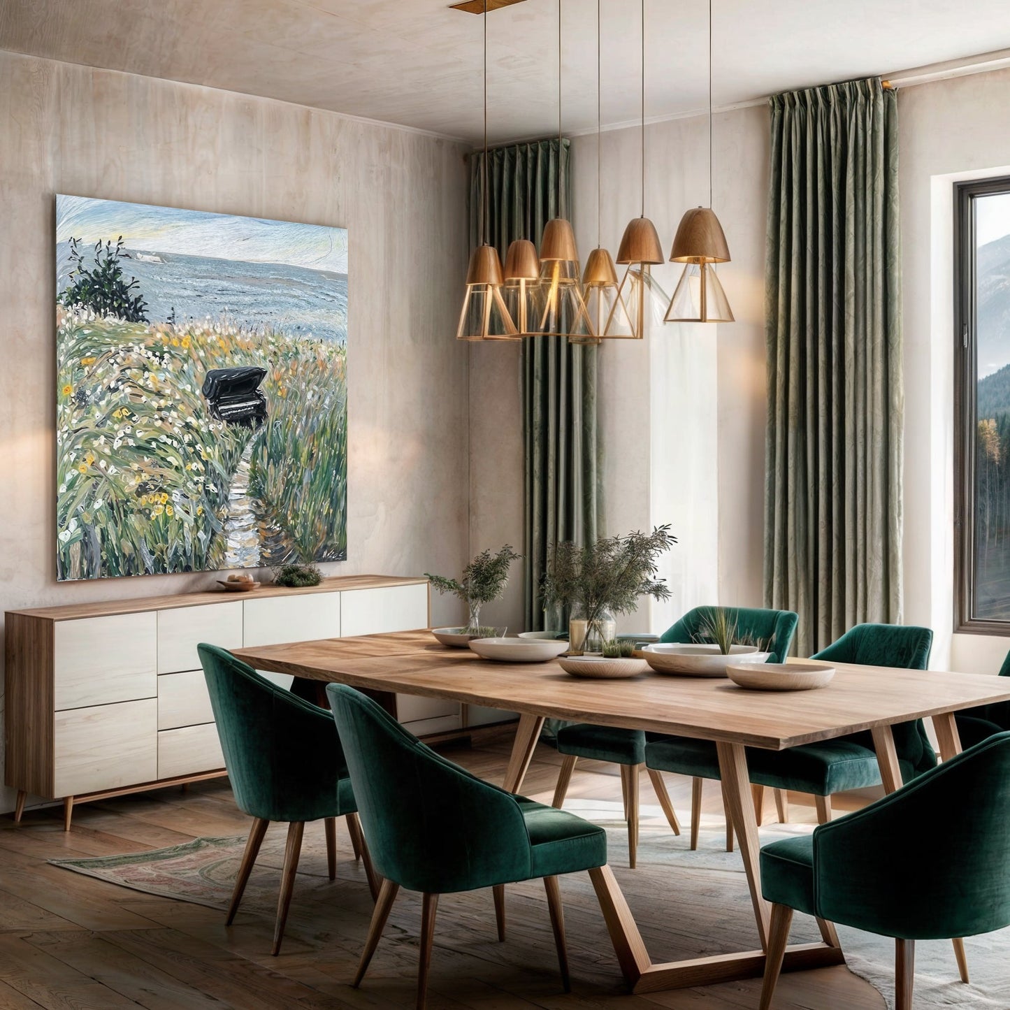 Melodic Seclusion Piano Wildflower Canvas Wall Art