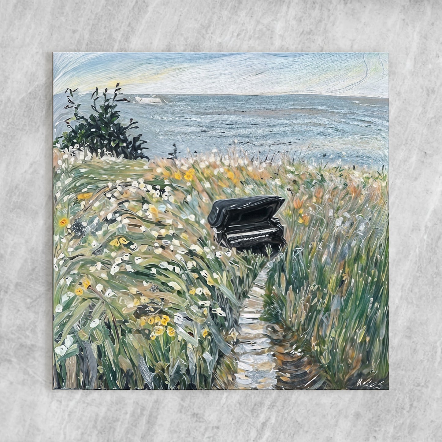 Melodic Seclusion Piano Wildflower Canvas Wall Art