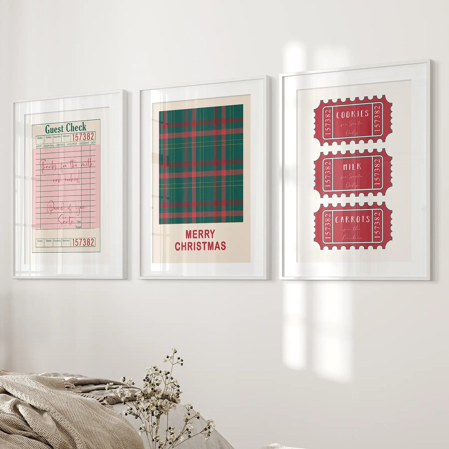 Christmas Guest Check Santa Tickets Wall Art Set