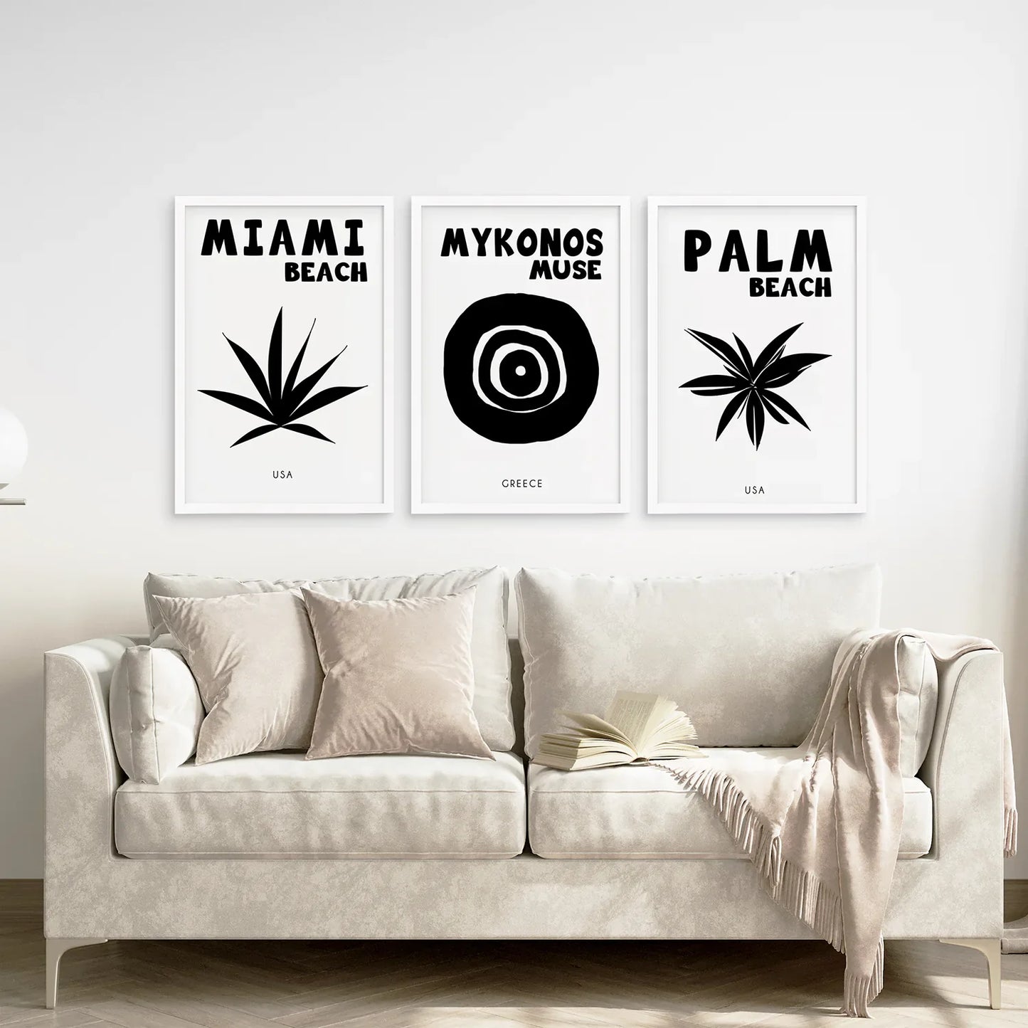 Black and White Travel Wall Art Set of 3 Prints