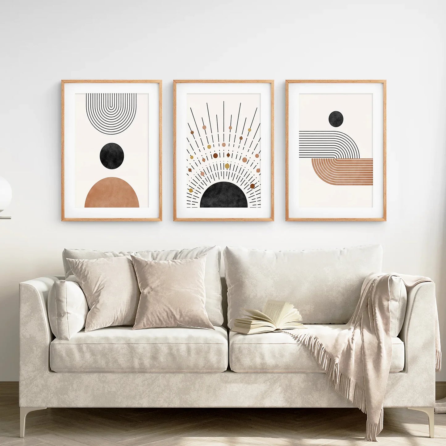 Geometric Boho Wall Art Set of 3, Mid-Century Prints