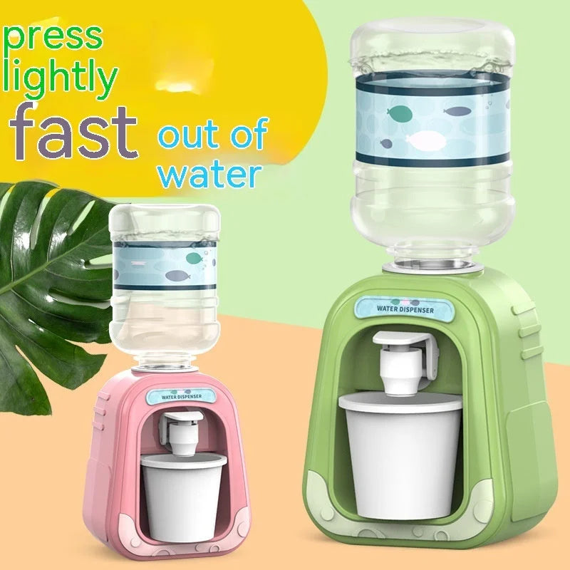 Mini water dispenser toy pink and green press lightly for fast water dispense play