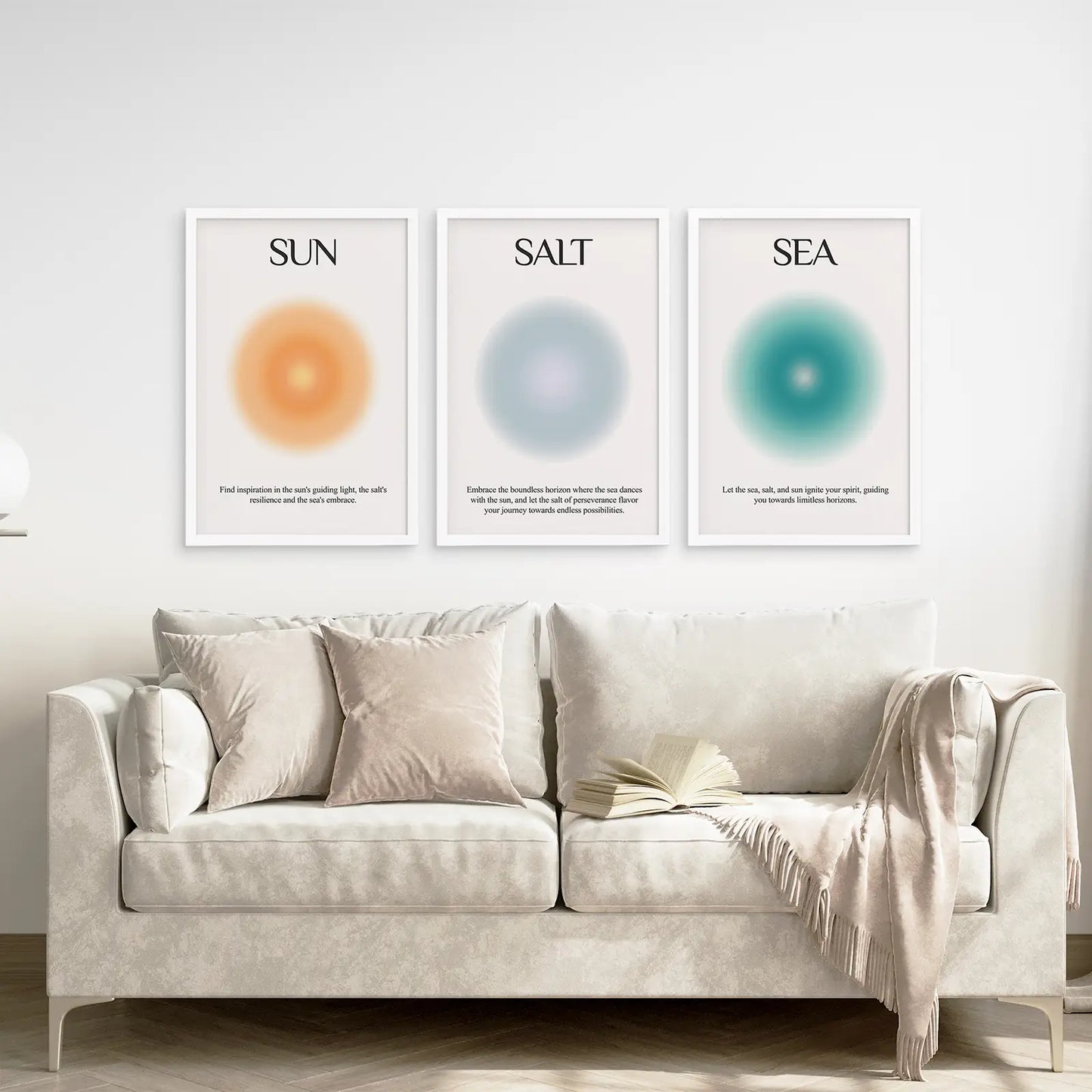 Sun Salt and Sea Aura Wall Art Set of 3 Prints