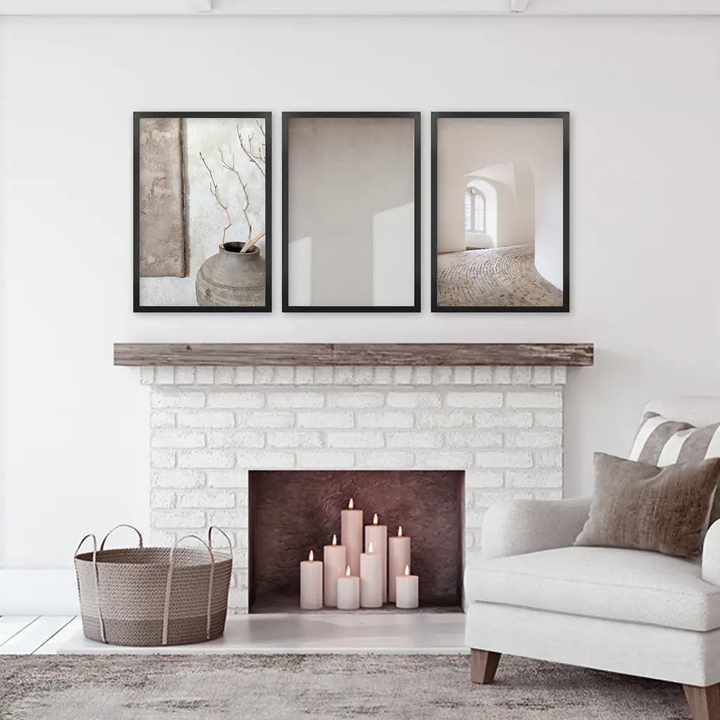 Minimalist Beige Architectural Wall Art Set of 3