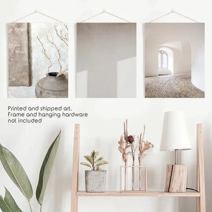Minimalist Beige Architectural Wall Art Set of 3