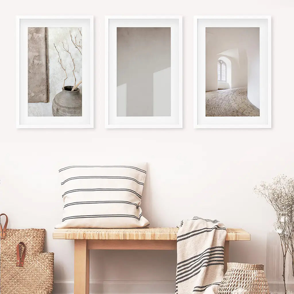 Minimalist Beige Architectural Wall Art Set of 3