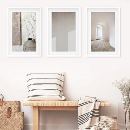 Minimalist Beige Architectural Wall Art Set of 3