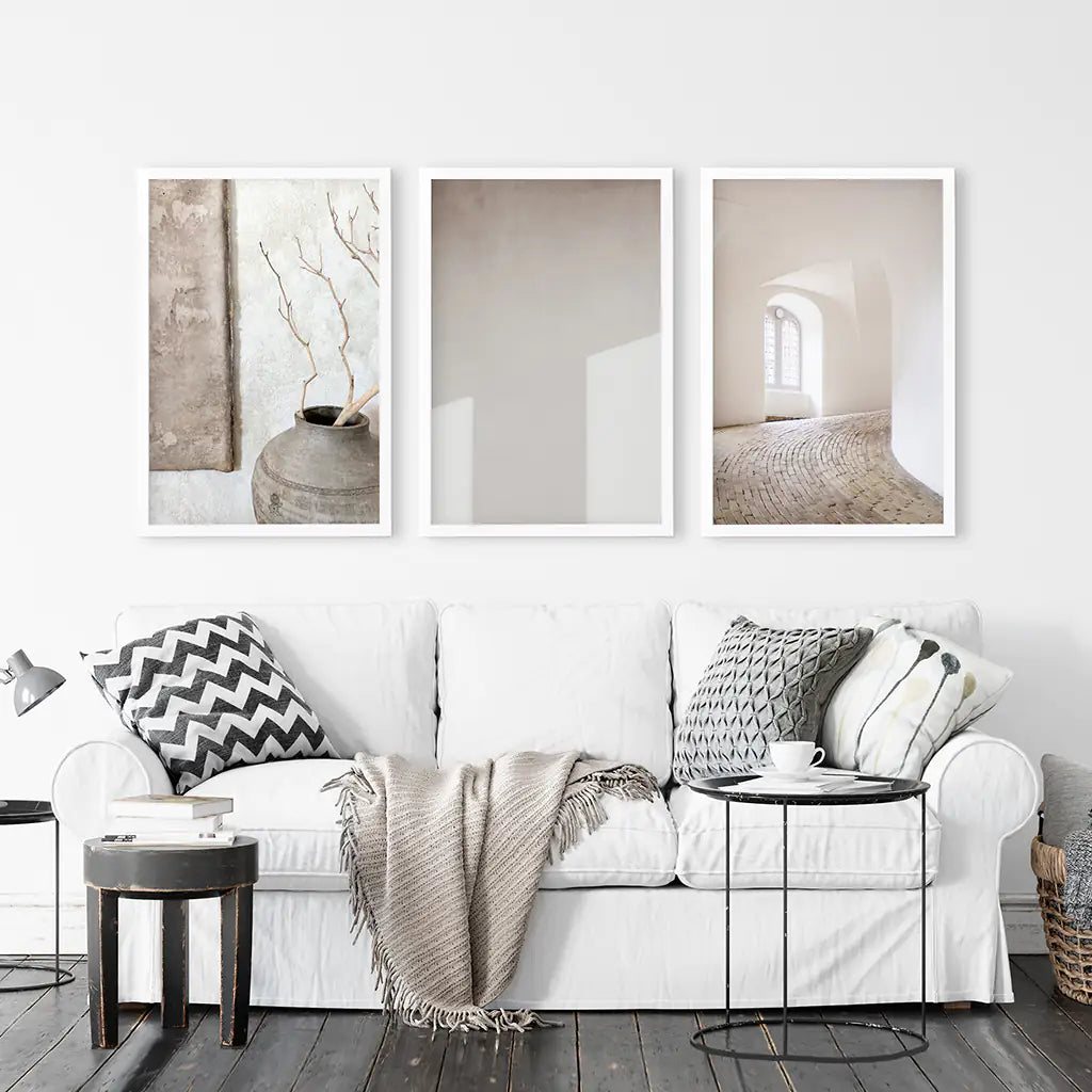 Minimalist Beige Architectural Wall Art Set of 3