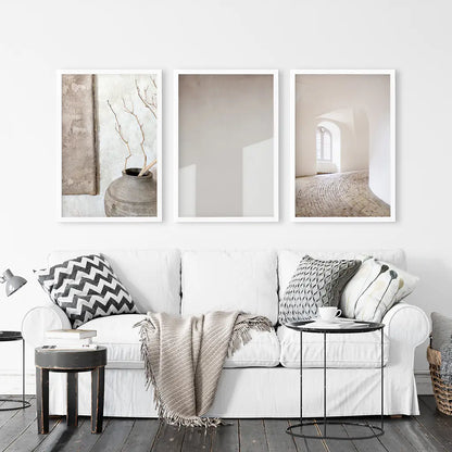 Minimalist Beige Architectural Wall Art Set of 3