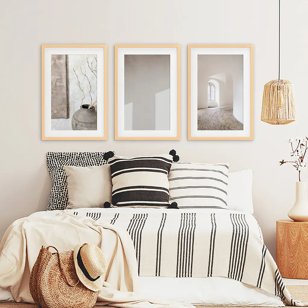 Minimalist Beige Architectural Wall Art Set of 3