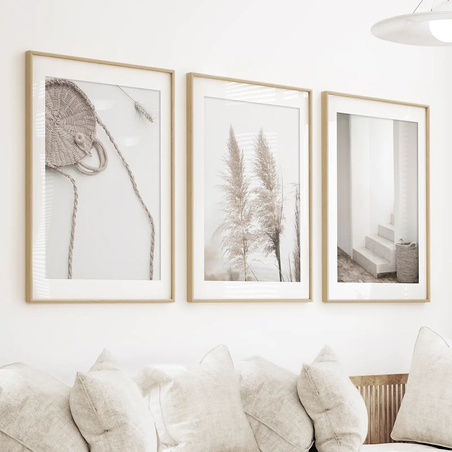 Boho Pampas Grass Wall Art Set of 3 Prints