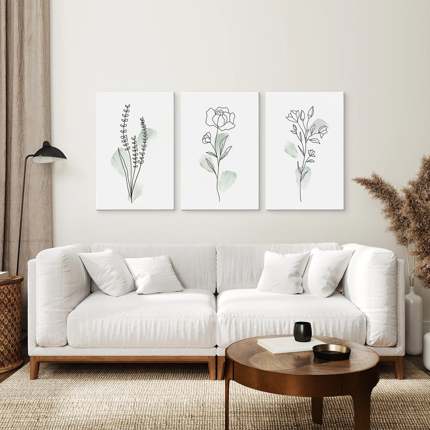 Boho Botanical Wall Art Set of 3, Green Leaves Prints
