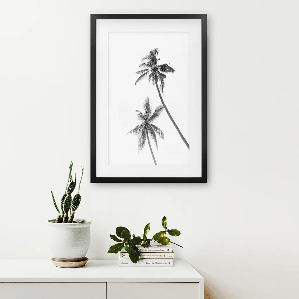 Minimalist Black and White Palms Poster - Tropical Wall Art
