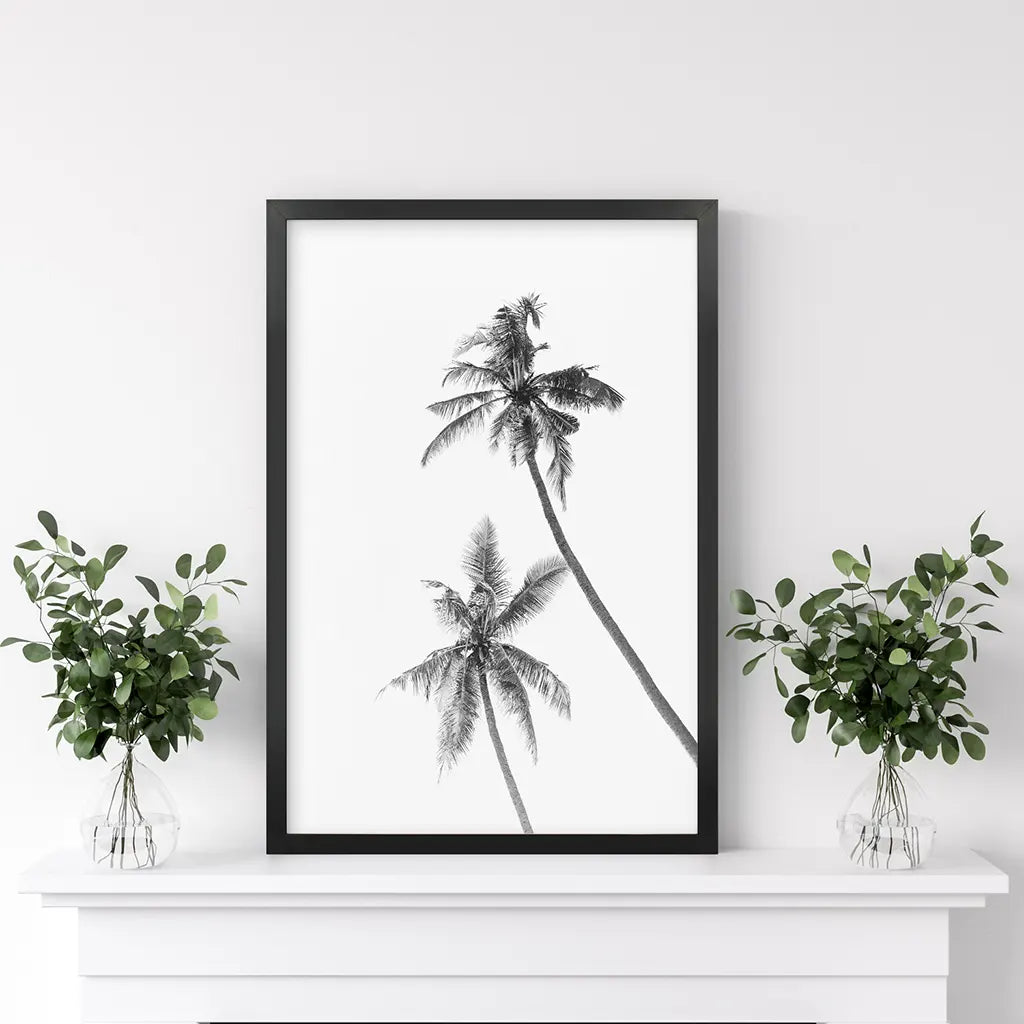 Minimalist Black and White Palms Poster - Tropical Wall Art