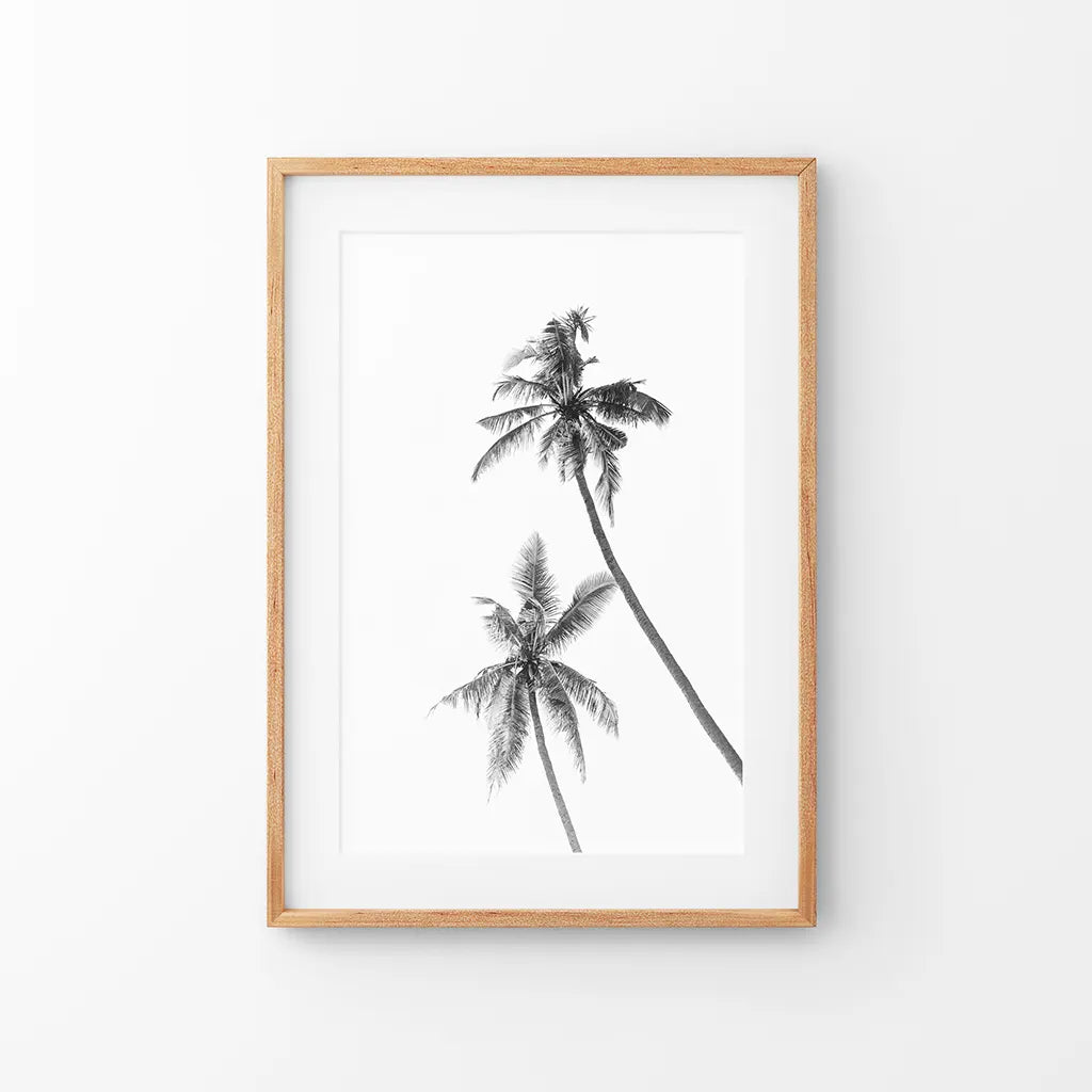 Minimalist Black and White Palms Poster - Tropical Wall Art
