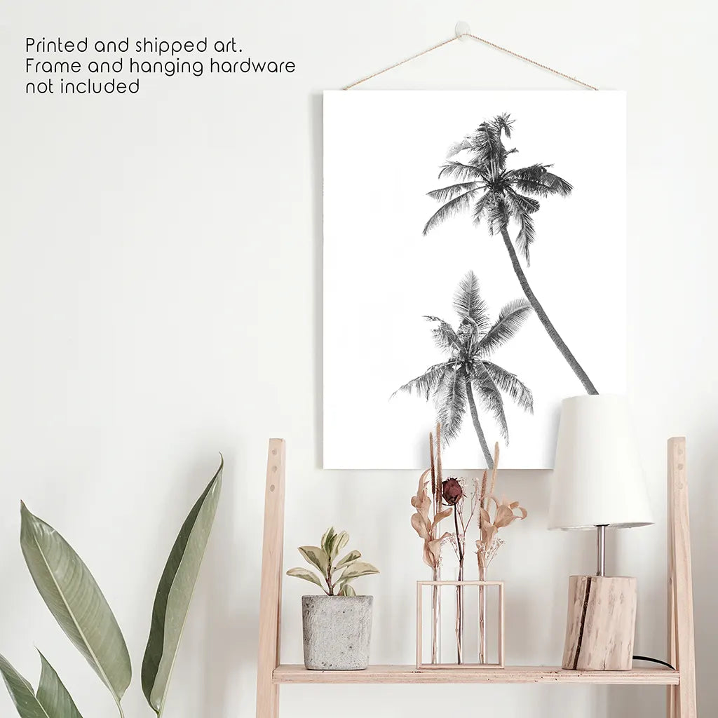 Minimalist Black and White Palms Poster - Tropical Wall Art
