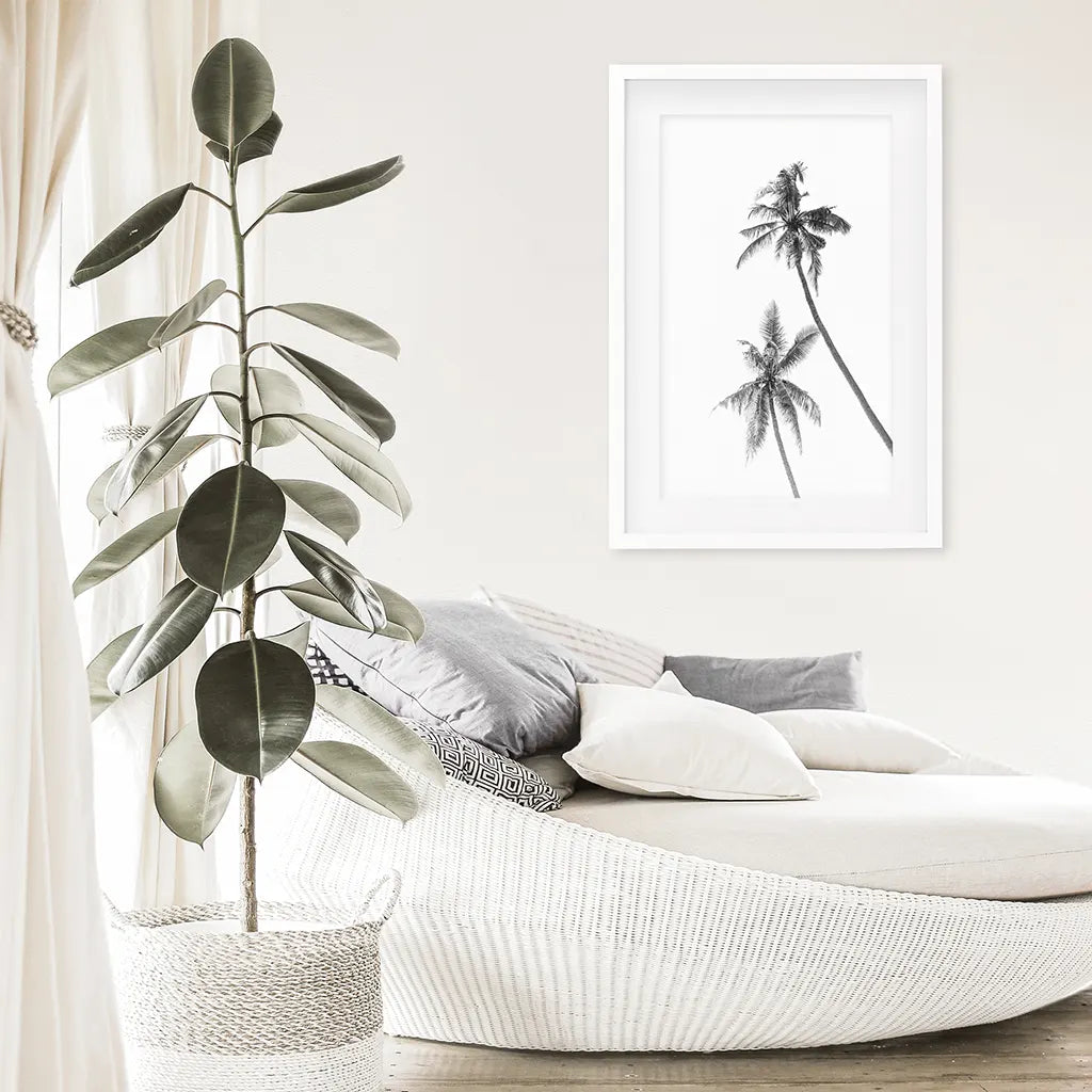 Minimalist Black and White Palms Poster - Tropical Wall Art