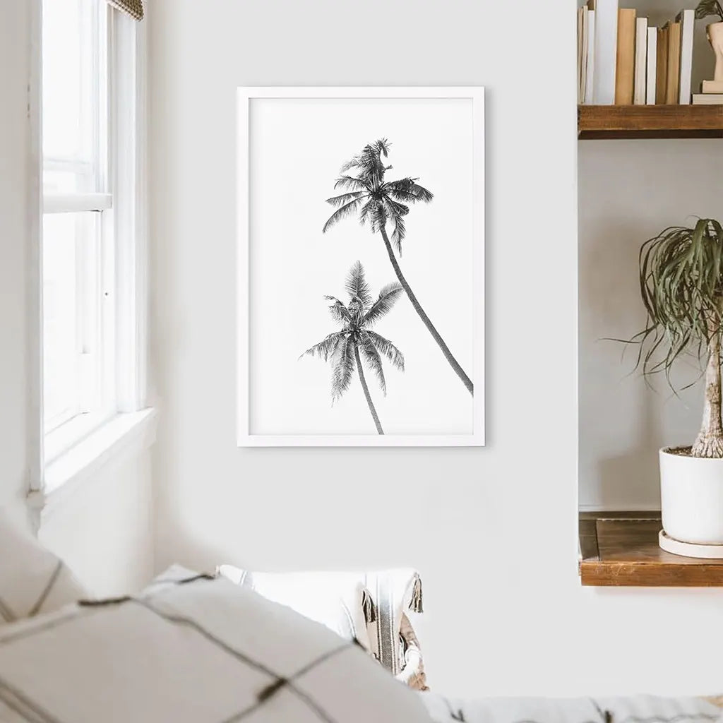 Minimalist Black and White Palms Poster - Tropical Wall Art