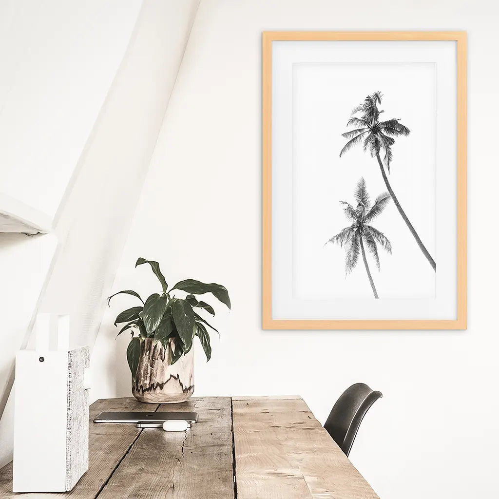 Minimalist Black and White Palms Poster - Tropical Wall Art