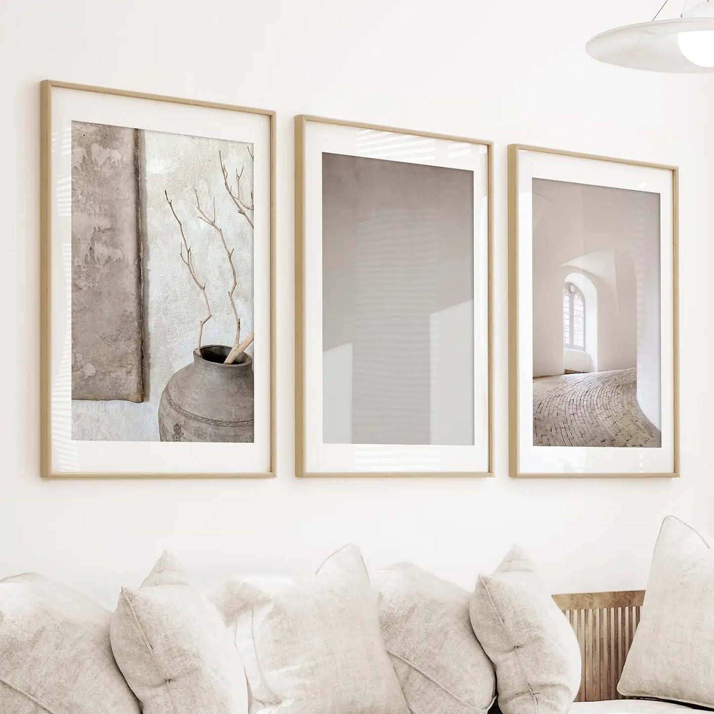 Minimalist Beige Architectural Wall Art Set of 3