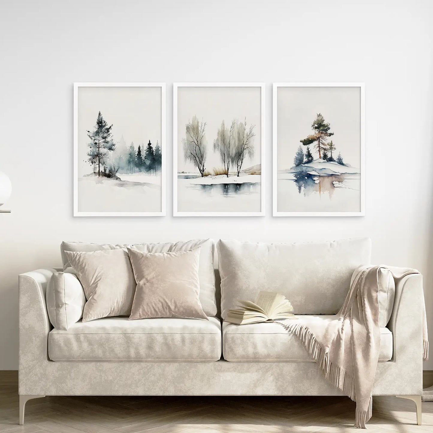 Winter Pine Forest Wall Art Set of 3 Nature Prints