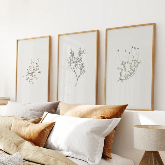 Set of 3 vintage flower botanical wall art prints