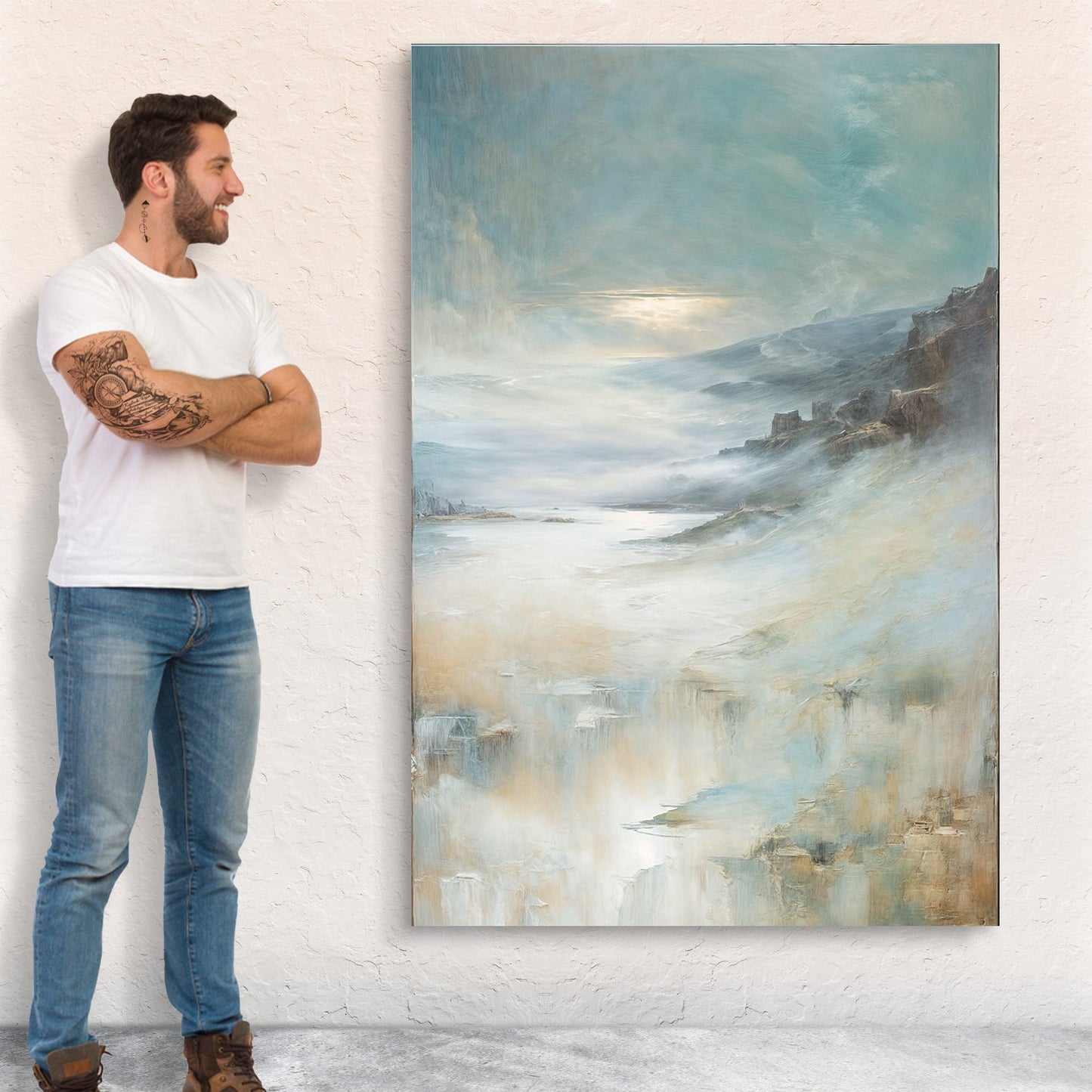 Misty Realm Mountain Lake Landscape Canvas Wall Art