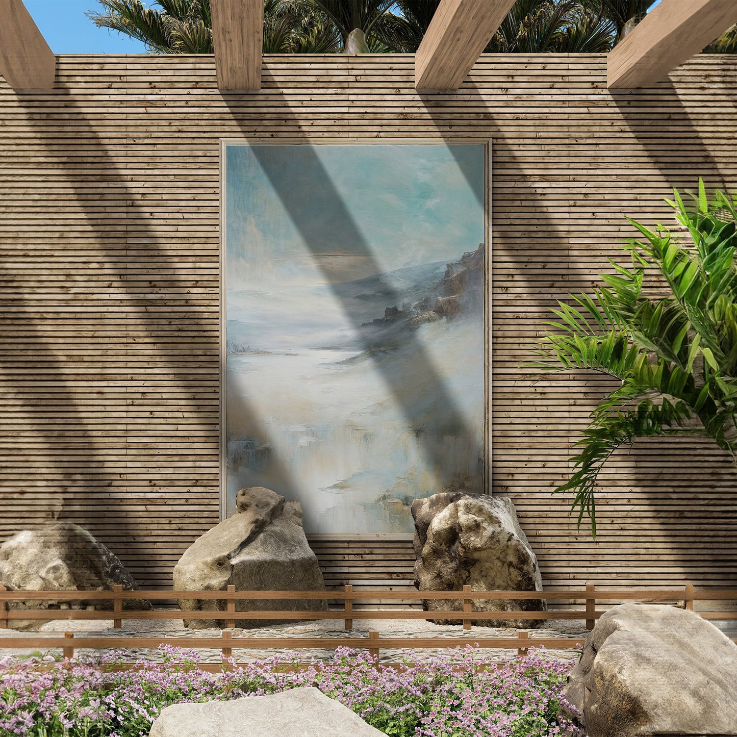 Misty Realm Mountain Lake Landscape Canvas Wall Art