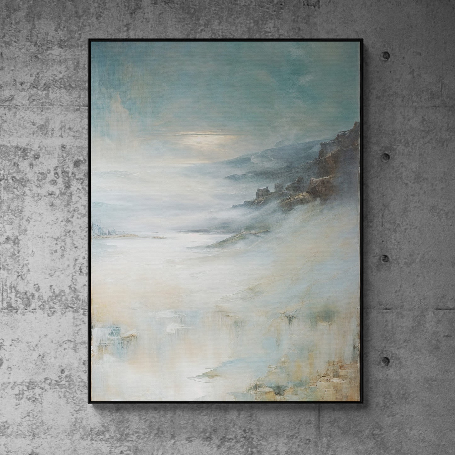 Misty Realm Mountain Lake Landscape Canvas Wall Art