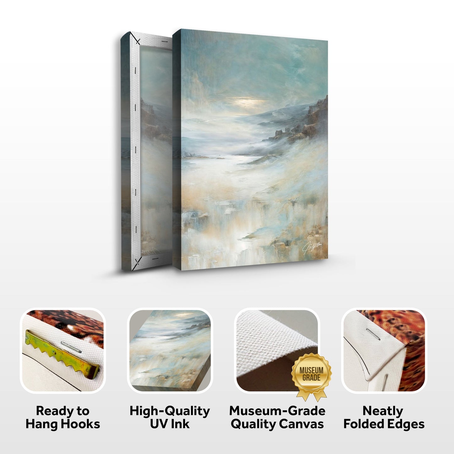 Misty Realm Mountain Lake Landscape Canvas Wall Art