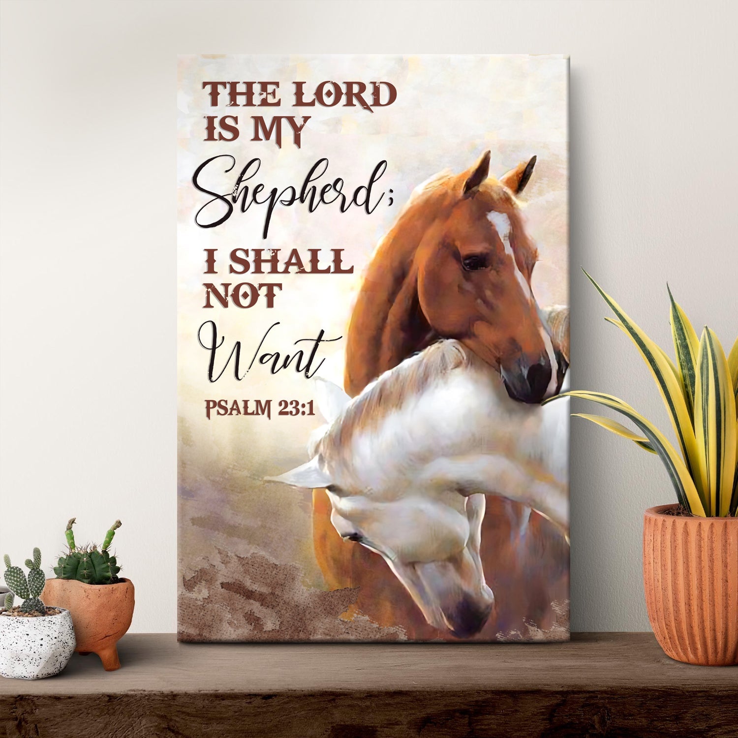 Lord Is My Shepherd Psalm 23 faith canvas IV landscape format with scripture text, gallery-wrapped