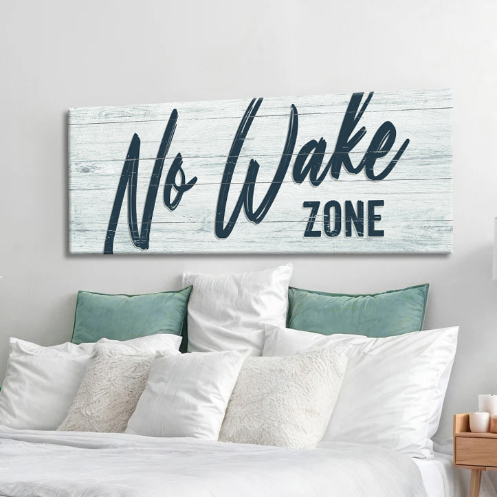 No Wake Zone lake sign canvas wall art for lake house decor