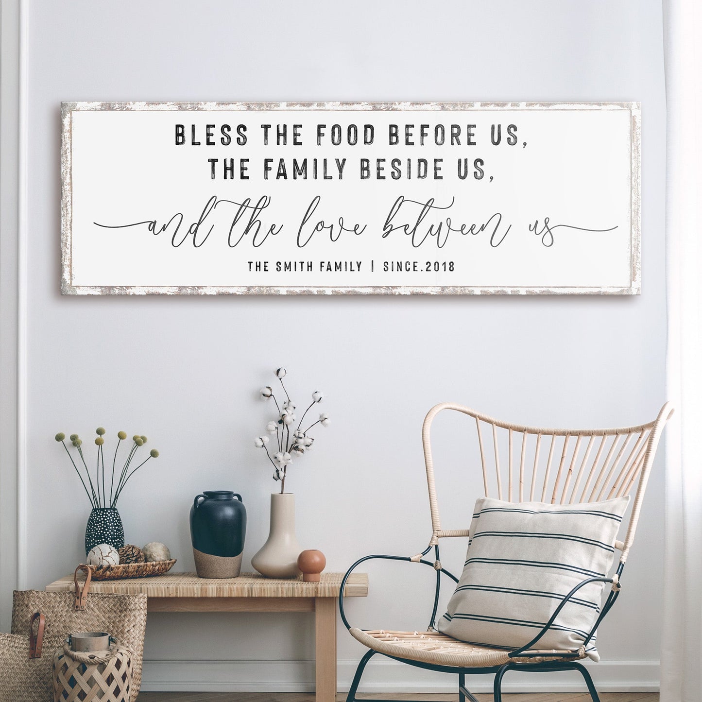 Personalized family name canvas sign with last name and year, rustic style, ready to hang