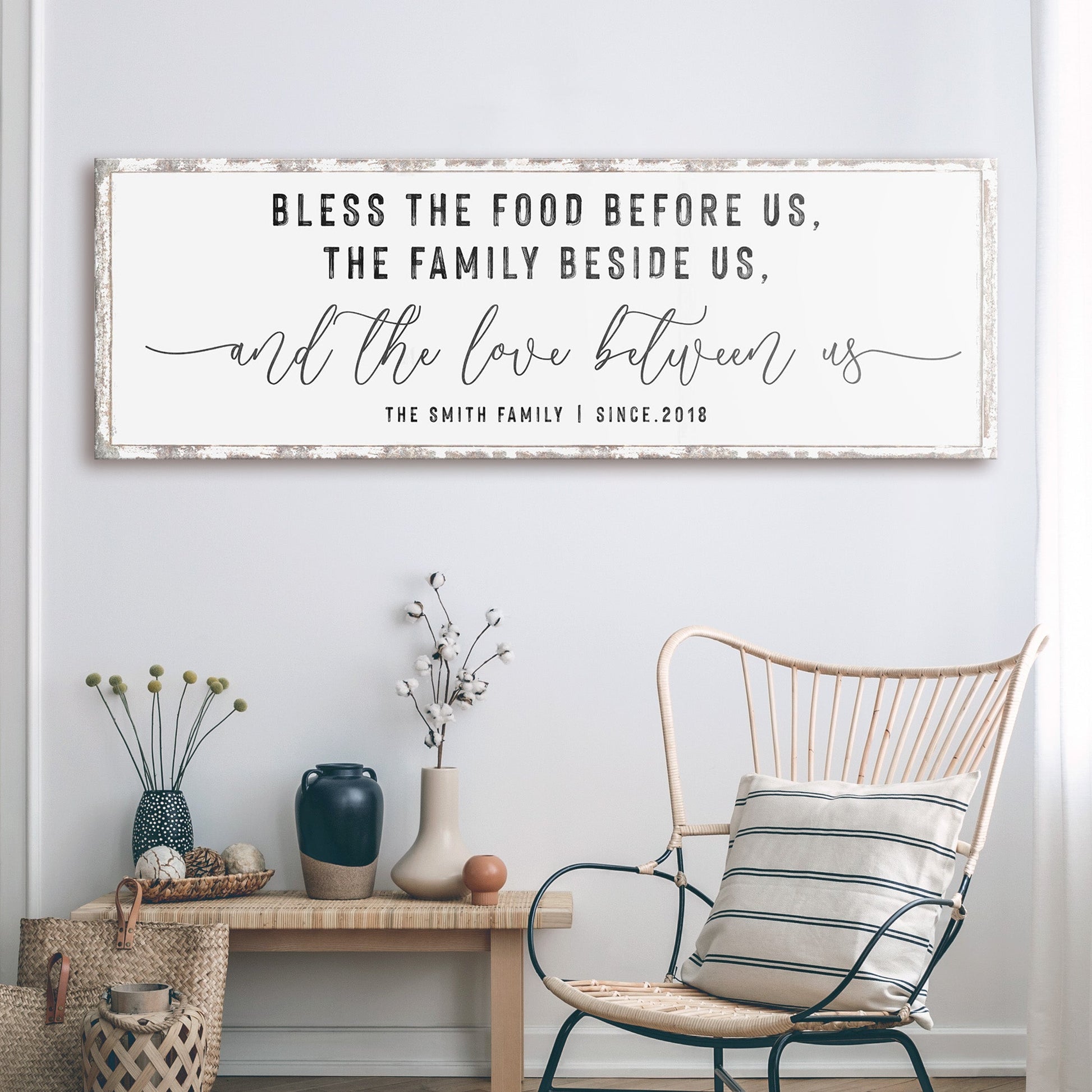 Personalized family name canvas sign with last name and year, rustic style, ready to hang