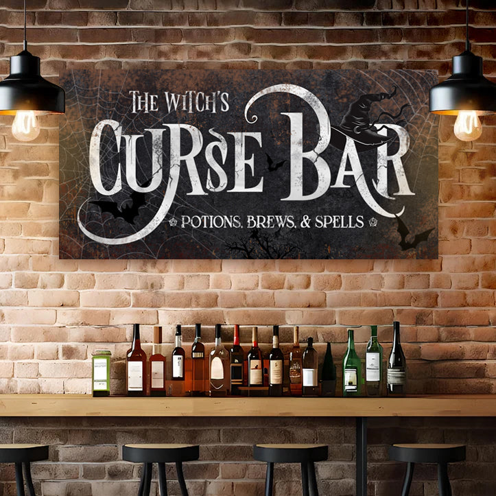Witch's Curse Bar Halloween canvas wall art III with dark gothic aesthetic, gallery-wrapped