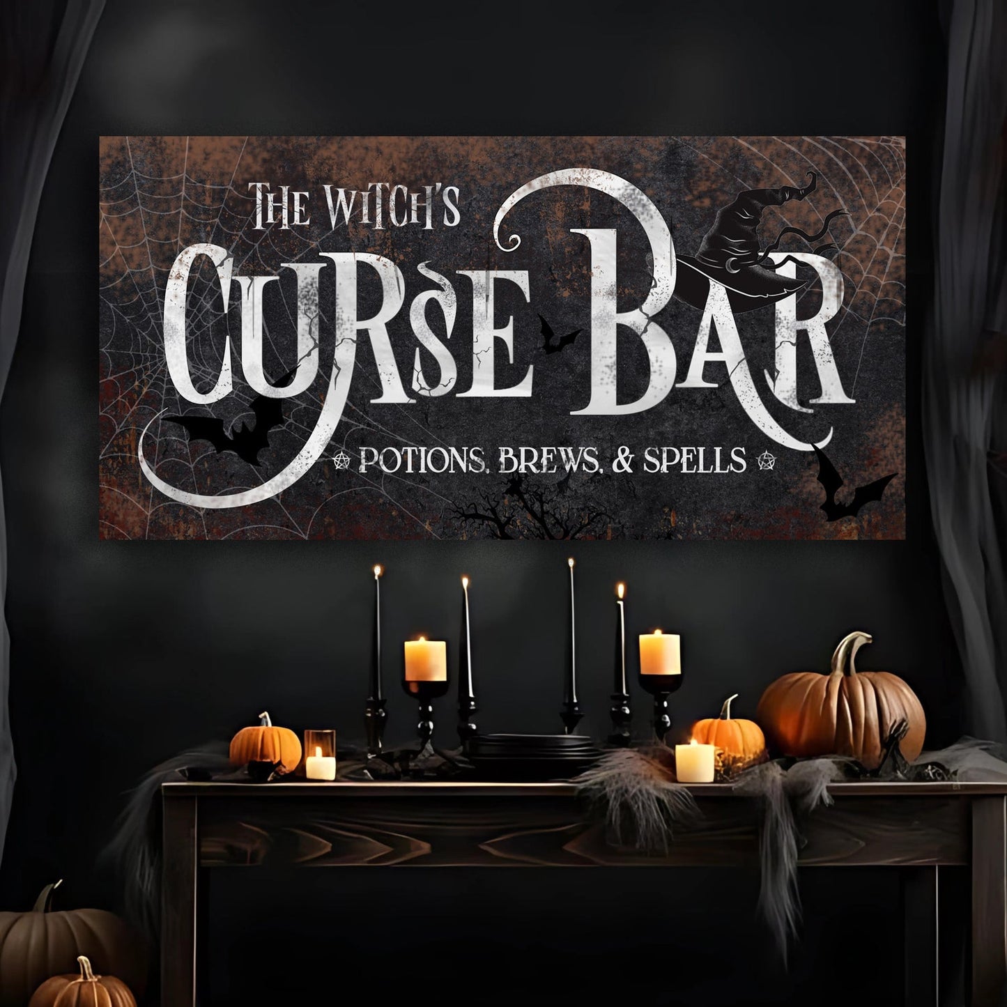 Witch's Curse Bar Halloween Canvas Wall Art III