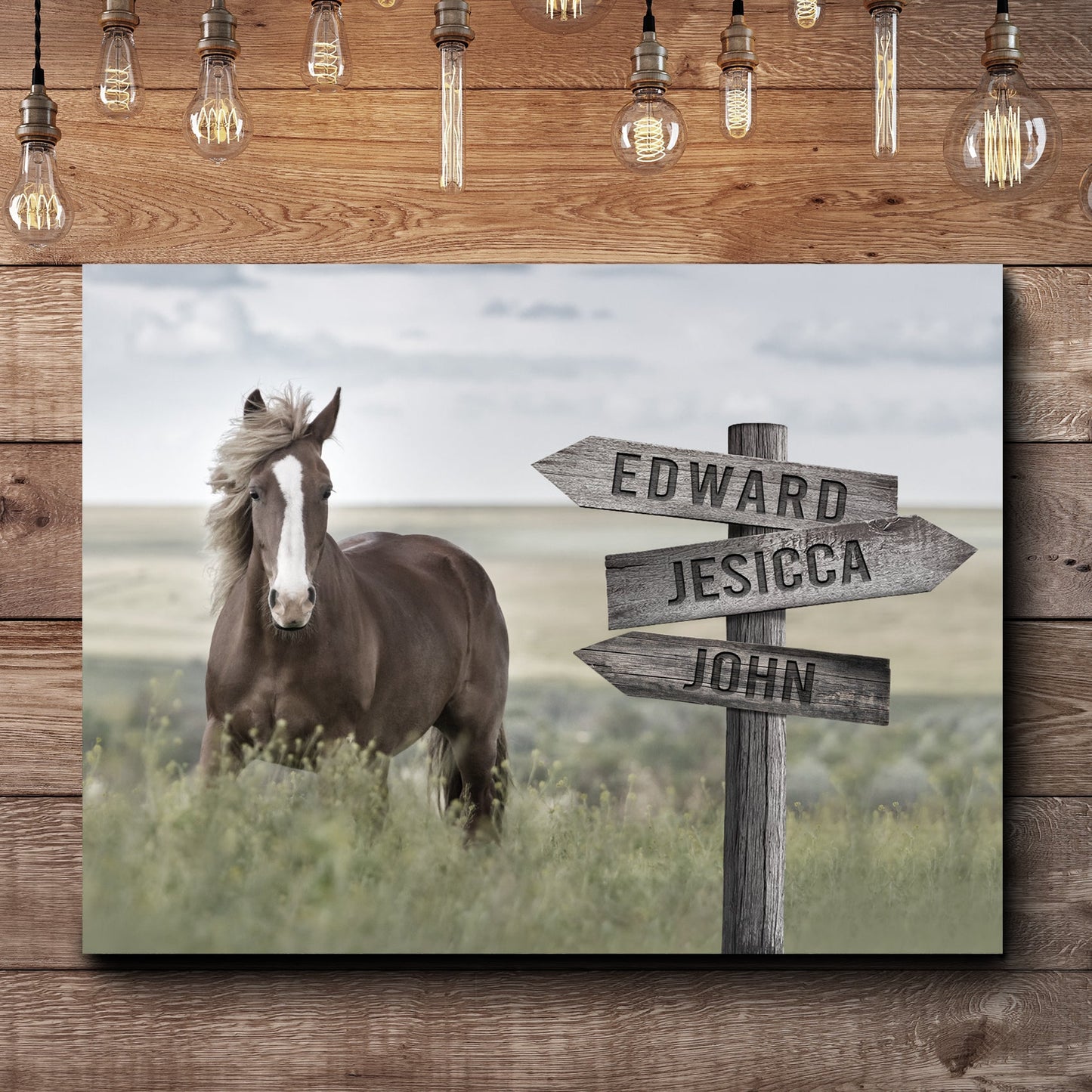 Personalized Horse Family Name Canvas Sign