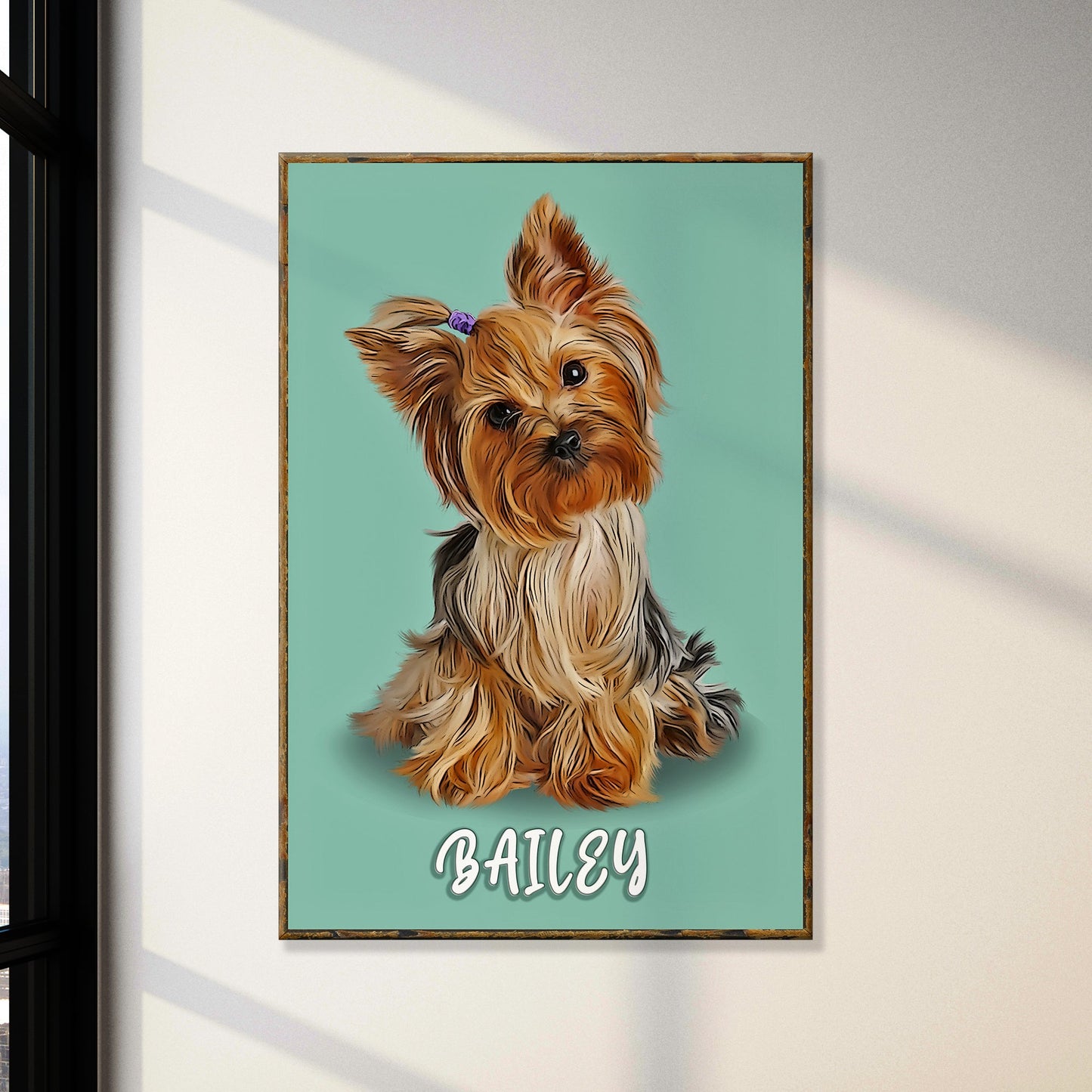 Yorkshire Terrier Pastel Pet Portrait Canvas Sign