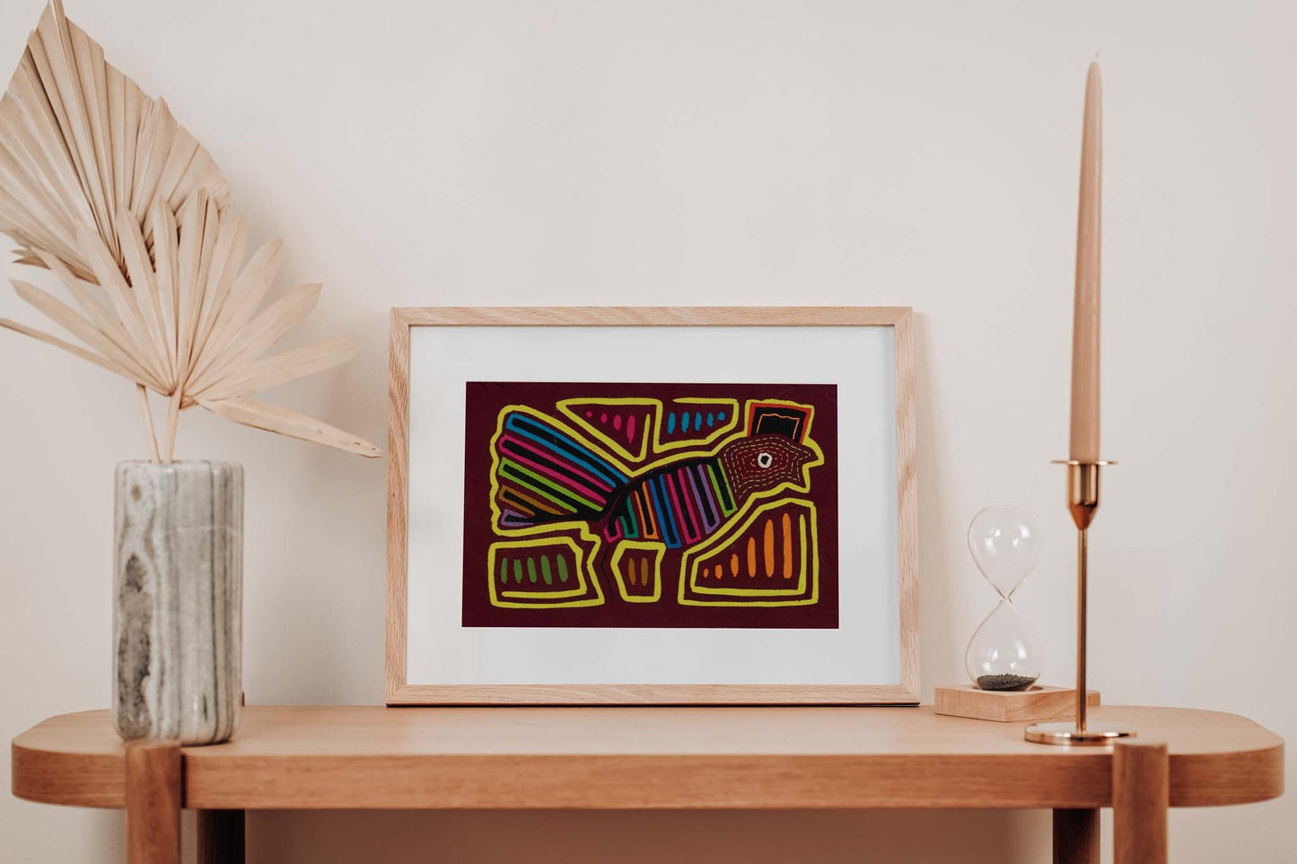 Proud Rooster Mola Tapestry Folk Art Wall Hanging
