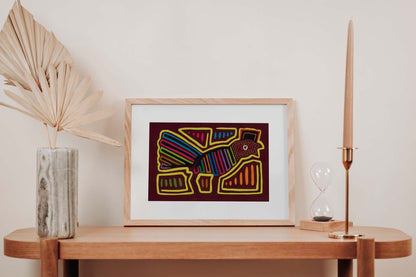 Proud Rooster Mola Tapestry Folk Art Wall Hanging