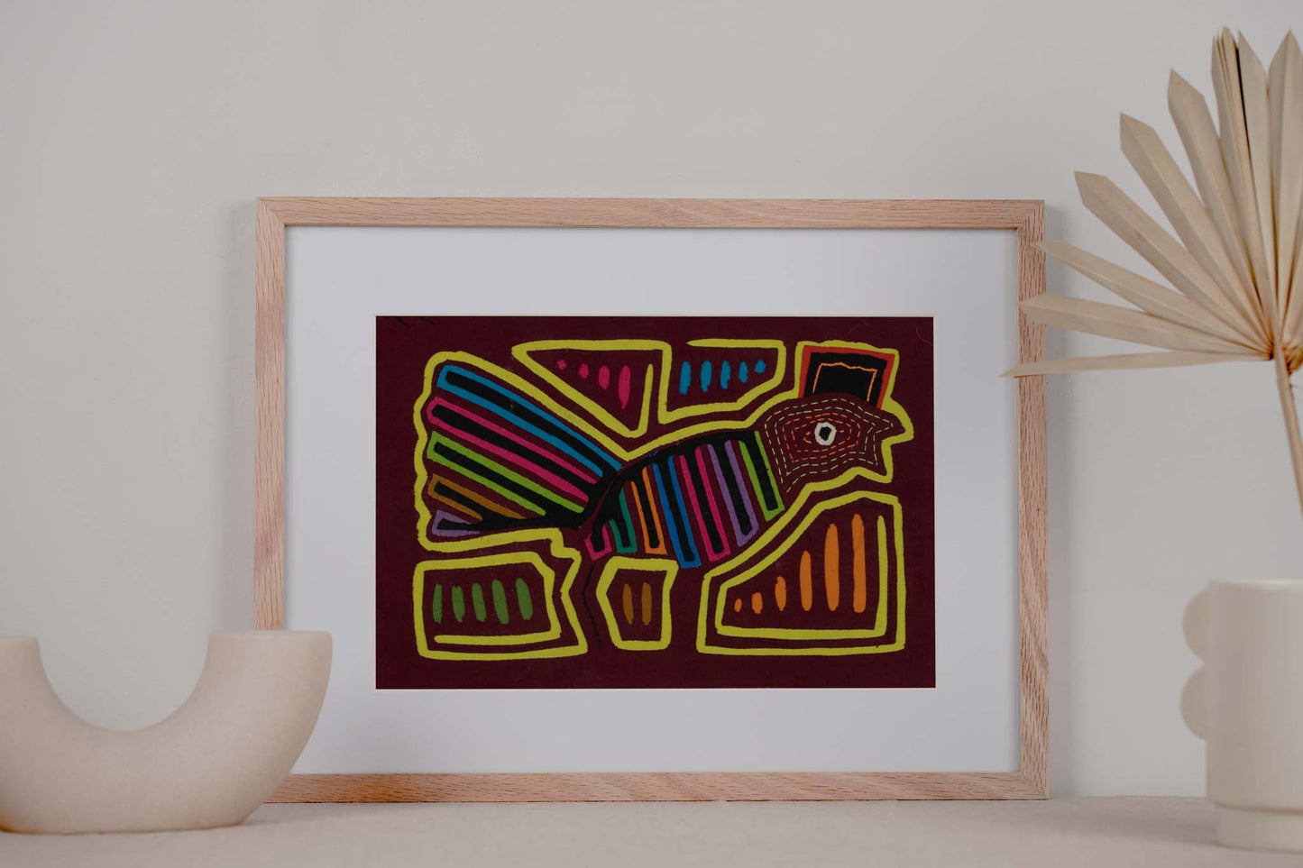 Proud Rooster Mola Tapestry Folk Art Wall Hanging