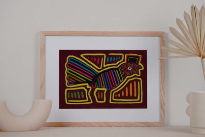 Proud Rooster Mola Tapestry Folk Art Wall Hanging
