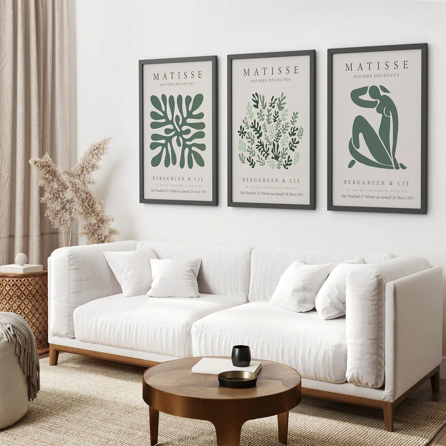 Sage Green Abstract Wall Art Set of 3 Prints