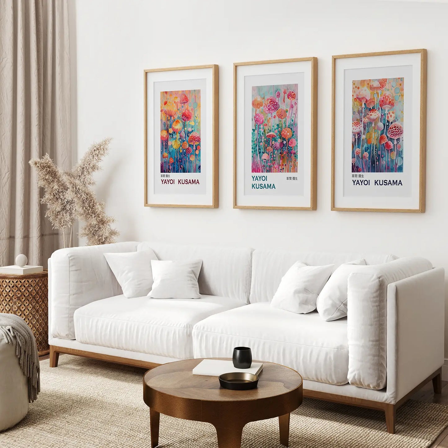 Colorful Mushroom Wall Art Set of 3 Prints Decor