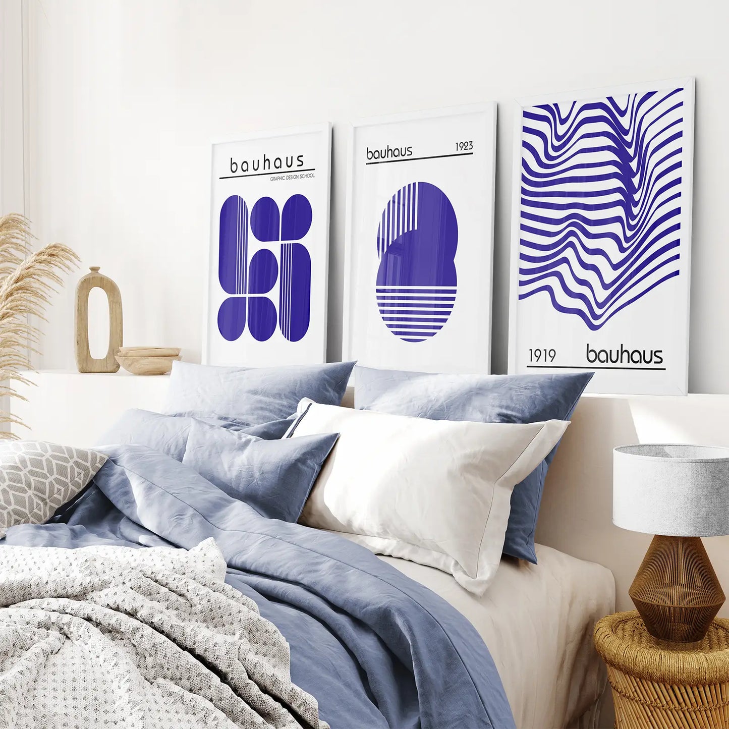Minimalist Geometric Wall Art Set of 3 Bauhaus-Style Prints