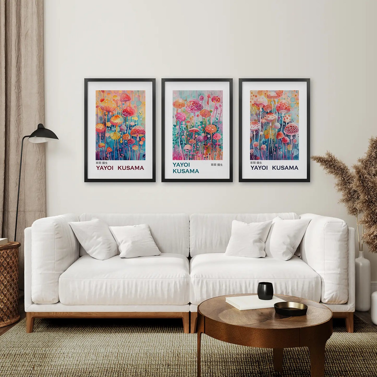 Colorful Mushroom Wall Art Set of 3 Prints Decor