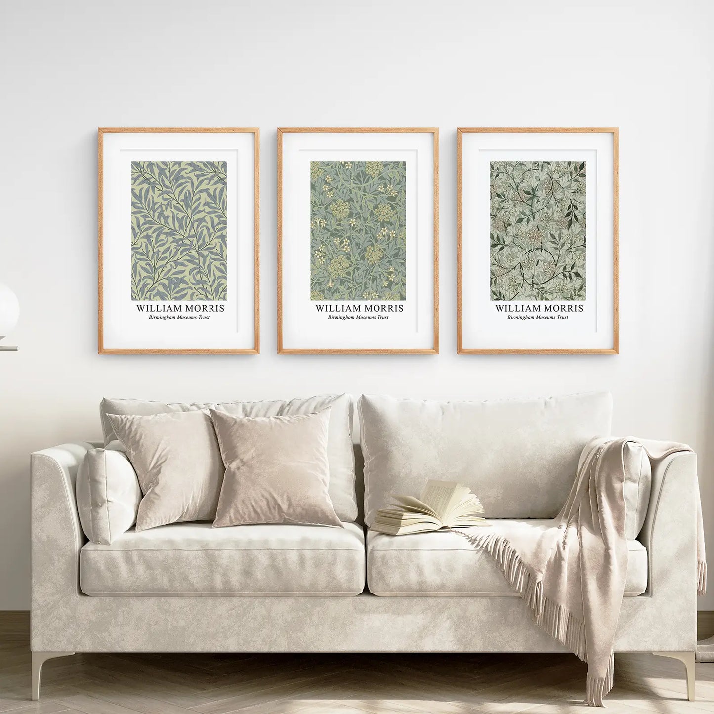 Large Floral Pattern Wall Art Set of 3 Vintage Prints