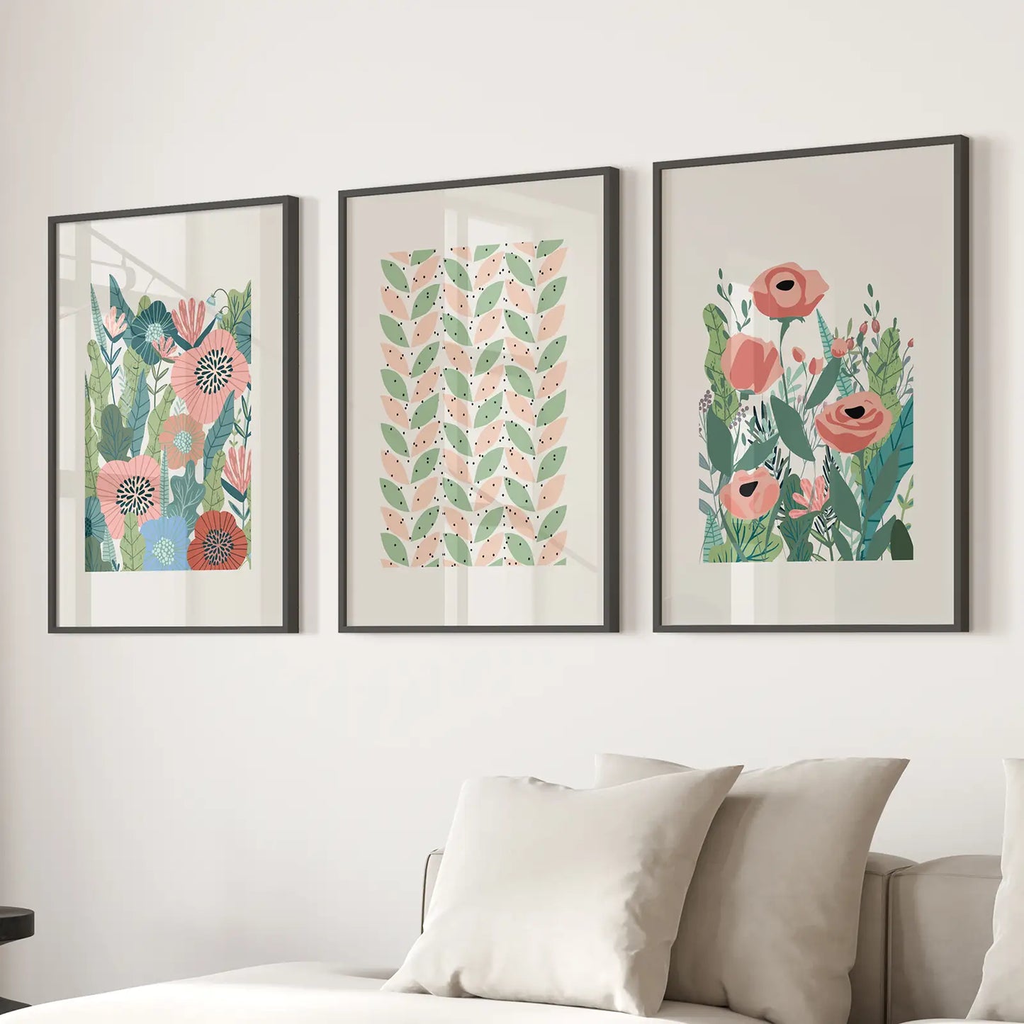 Pink Poppies Botanical Floral Wall Art Print